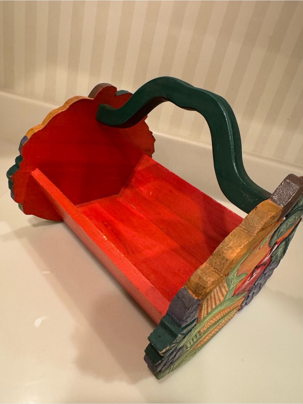 Hand Painted Wooden Fall Harvest Basket - Picture 4 of 15